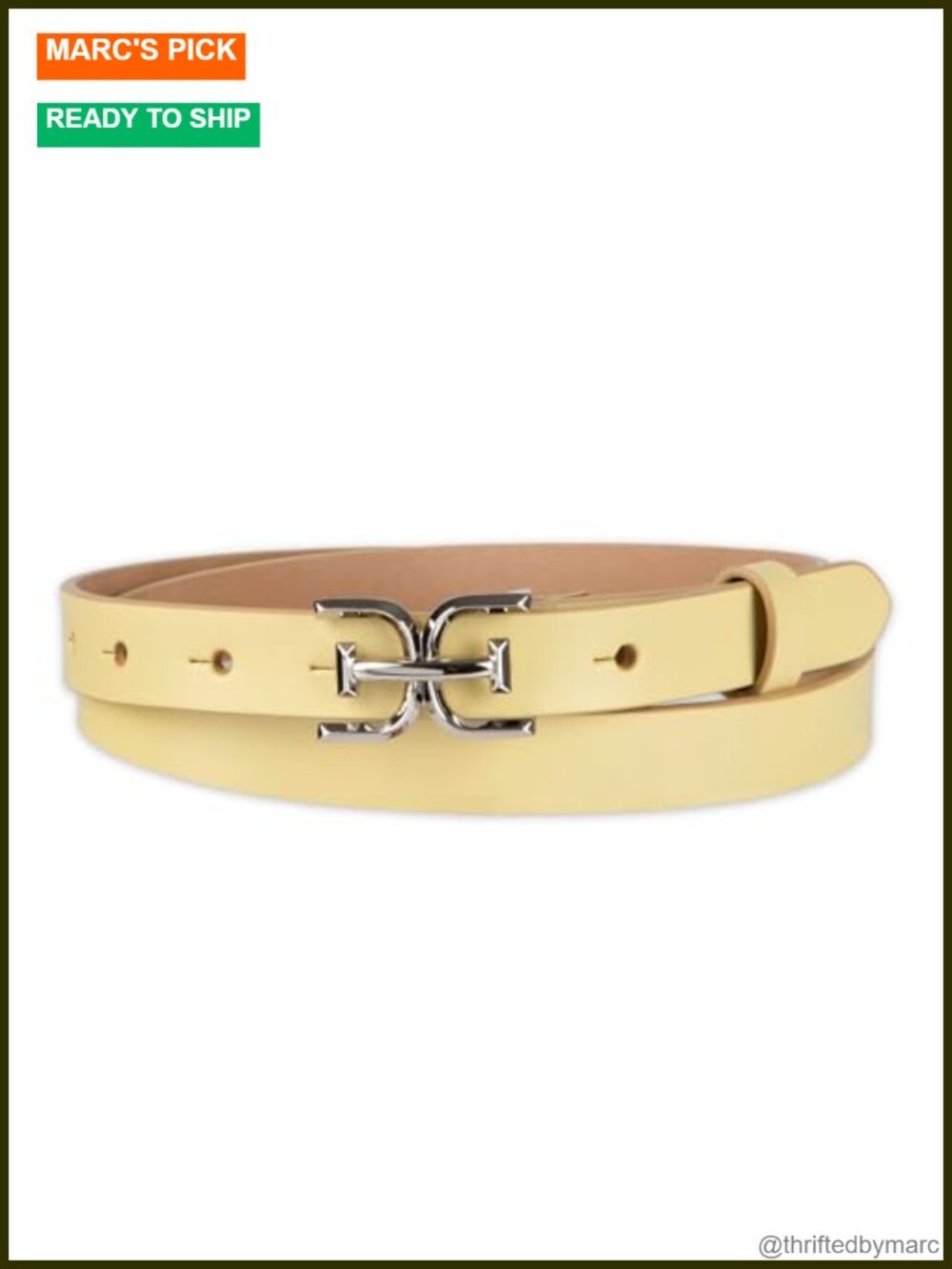 Double-E Plaque Logo Buckle Skinny Fashion Trouser Belt